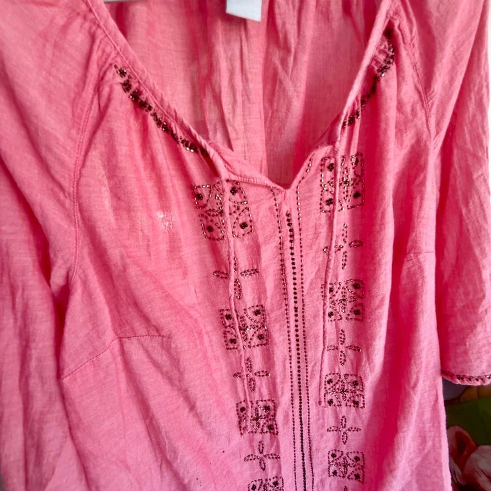Catherines Pink Embroidered Blouse